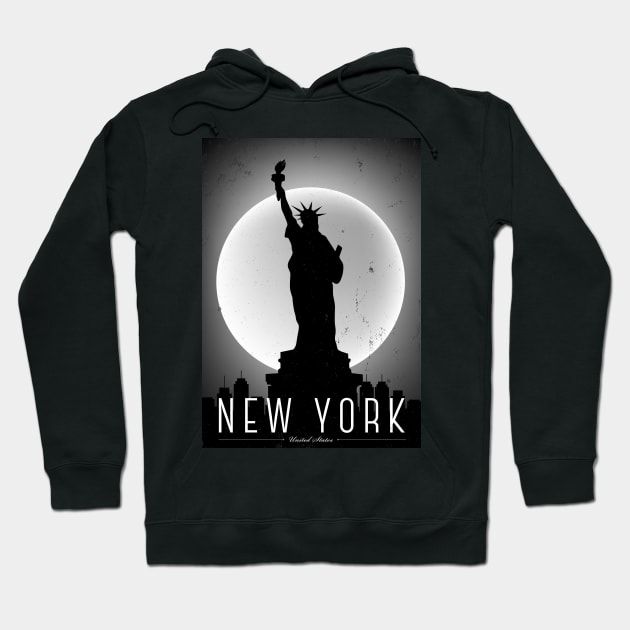 New York black and white poster Hoodie by kursatunsal